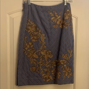 Etcetera Blue and Gold Floral Pencil Skirt
